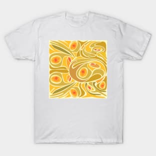 Rooster Pattern in Yellow T-Shirt